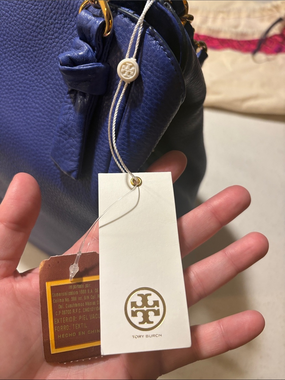 Tory Burch Harper Tote Cobalt Blue Pebbled Leather Shoulder Bag - Picture 2 of 16